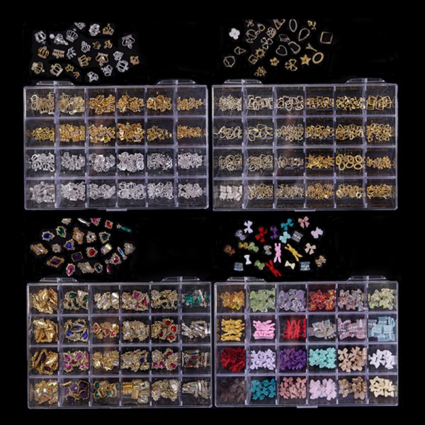 3D Nail Charms Manufacturer - 24Grid/Box Luxury Famous Brand Jewelry Designer Crown Metal