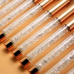 Nail Liner Brush Manufacturer - Customized Rose Gold Long Fine Design with Rhinestone Metal