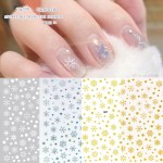 3D Nail Stickers Supplier - Gold Color Laser Snowflake Metal Decals Wholesale Christmas