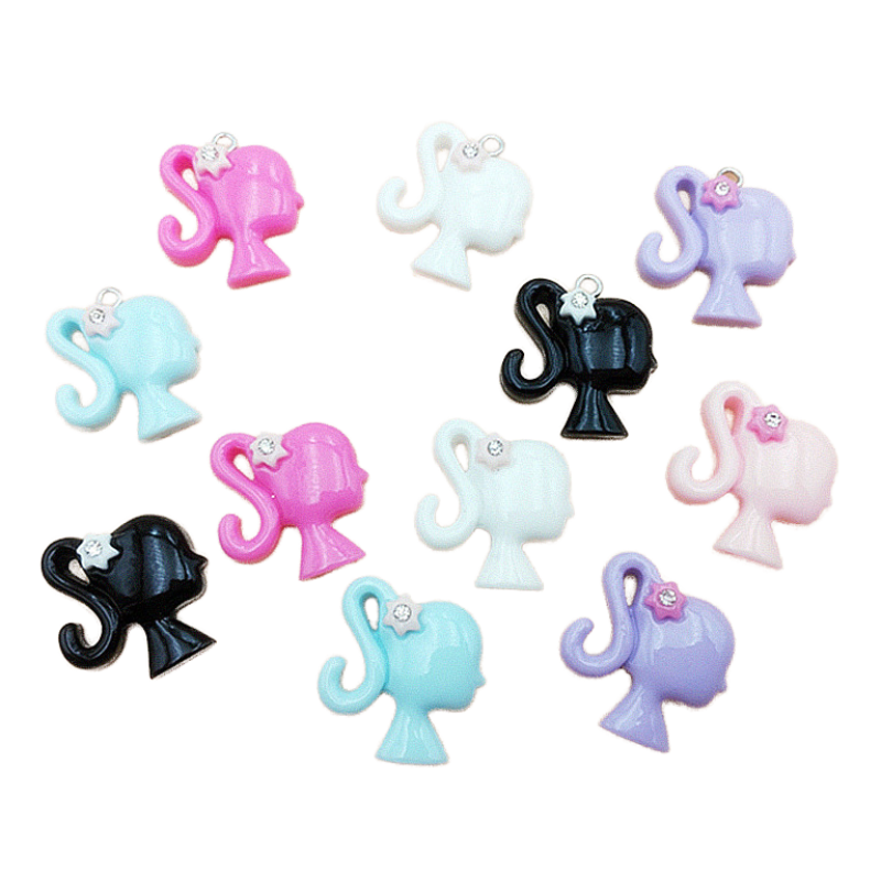 Valentine Nail Charms Supplier - Wholesale Luxury Logo 3D Beauty Girl Head Kawaii Resin