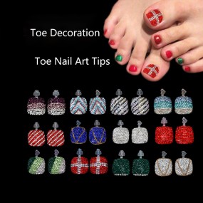 Toe Nail Tips Manufacturer - High Quality Short Rhinestone Press on Toe Nails for Feet Art