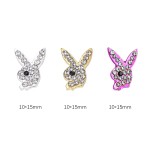Christmas Nail Charms Manufacturer - Wholesale 3D Metal Luxury Rabbit with Rhinestone DIY