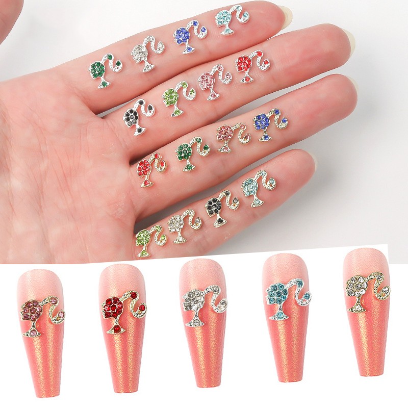 Luxury Nail Charms Manufacturer - High Quality 3D Bling Zircon Metal Head Designer Bulk