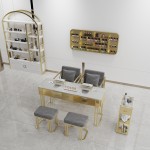 Manicure Table Furniture Manufacturer - Modern Marble Desk with Dust Collector and Storage