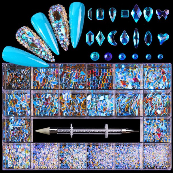 Nail Rhinestone Box Factory - New Fashion 3100pcs Crystal AB Rainbow Mix Shape Diamond