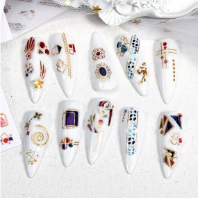 3D太空美甲贴纸厂家-艺术设计激光持久星星月亮图案