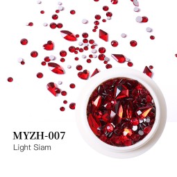 3D Nail Charms Factory - 16-Piece Crystal AB Rhinestone Metal Jewelry with Cherry Designers