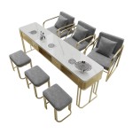 Manicure Table Furniture Manufacturer - Modern Marble Desk with Dust Collector and Storage