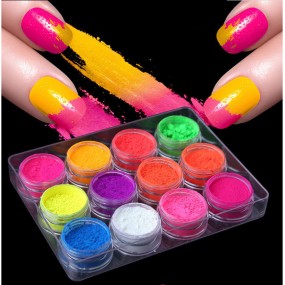 Nail Glitter Pigment Supplier - 12 Colorful 3D Phosphor Neon Ultrafine Fluorescent Powder