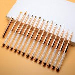 Nail Liner Brush Manufacturer - Customized Rose Gold Long Fine Design with Rhinestone Metal