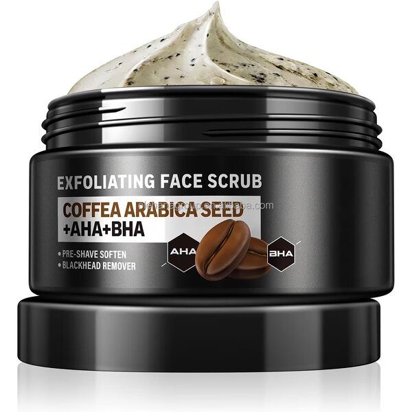 Private Label Men's Face Scrub - Pre-Shave Cleansing & Gentle Coffee Exfoliation