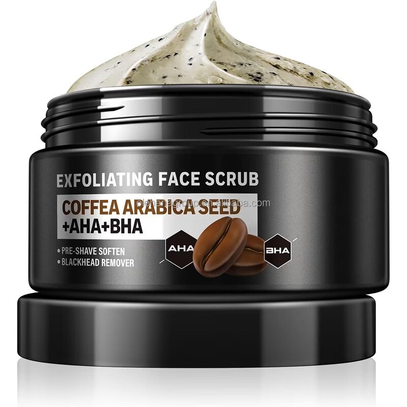 Private Label Men's Face Scrub - Pre-Shave Cleansing & Gentle Coffee Exfoliation