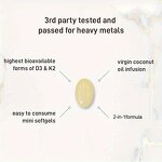 Vitamin D3 K2 Supplement Softgels with Virgin Coconut Oil for Bone & Heart Health - Manufacturer