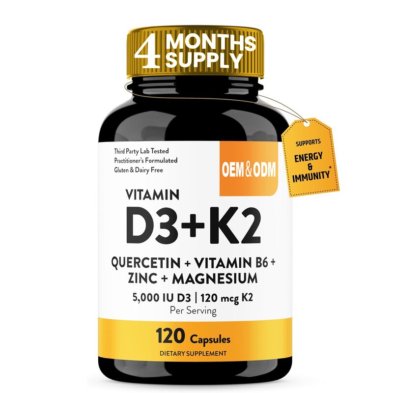 Vitamin D3 K2 Capsules Manufacturer - 5000iu Vegetarian Supplement for Mood Support