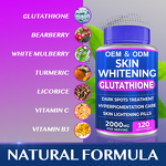 Glutathione Capsules Manufacturer - Private Label Skin Whitening Pills with Vitamin C & B3 2000MG Vegan