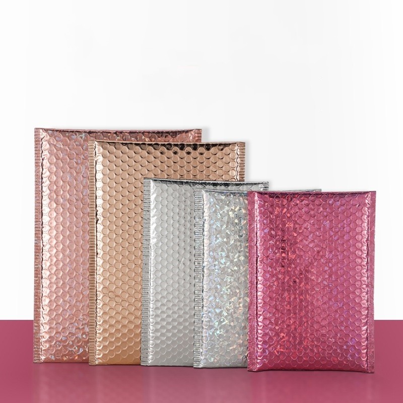Laser Bubble Mailer Supplier - 1520+4cm Metallic Film Bubble Mails Laser Pink Poly Mailer