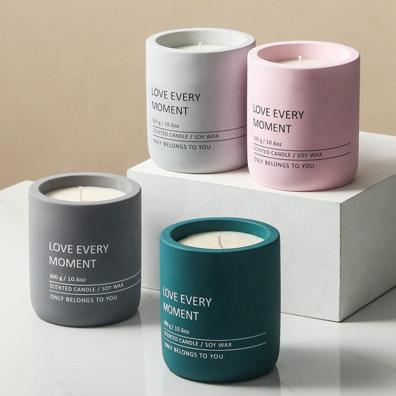 Cement Candle Jar Factory - 10oz 250g-300g Fancy Cement Concrete Candle Holder Pink White