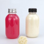 塑料饮料瓶工厂-350ml PET塑料胖圆形果汁饮料容器