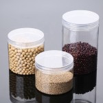 食品容器工厂-150ml-500ml透明PET塑料糖果罐带铝盖