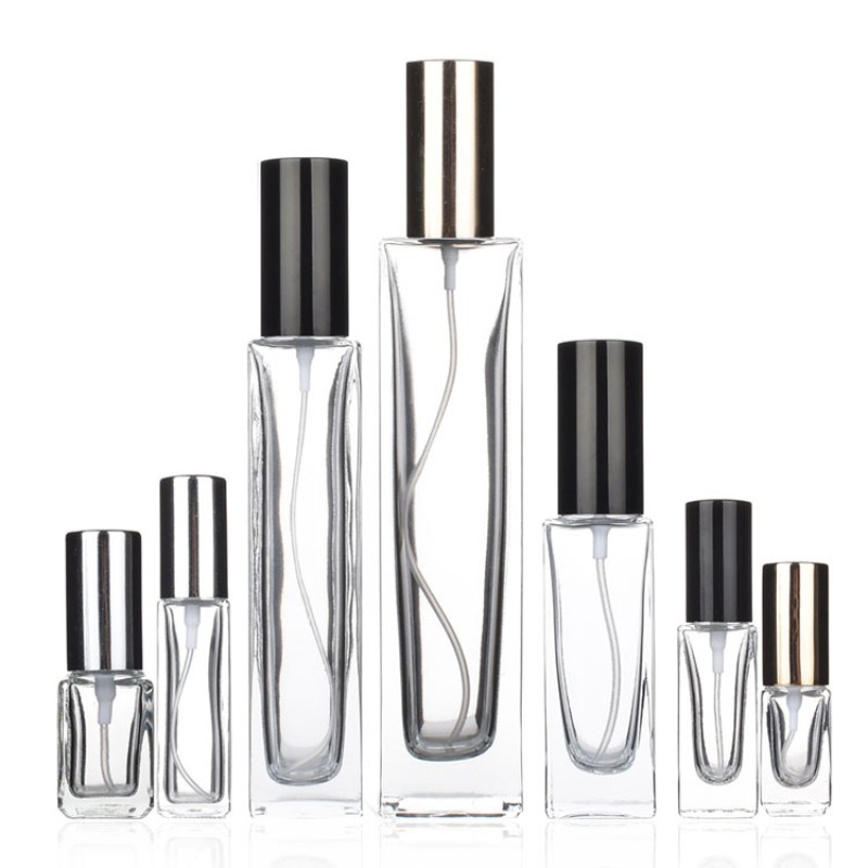 Glass Perfume Bottle Manufacturer - 5ml-100ml Square Type Clear Glass Atomizer Fine Mist Spray