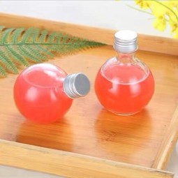 球形玻璃瓶供应商-180ml 6oz球形透明玻璃饮料瓶带盖