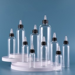 挤压瓶供应商-30ml-500ml透明塑料酱料包装带黑色扭盖