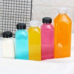 奶茶瓶生产商-300ml-500ml PET塑料冷泡咖啡方形果汁冰沙