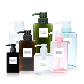 Hotel Shampoo Bottle Manufacturer - Luxury Blue Pink Clear PETG Plastic Square Body Lotion