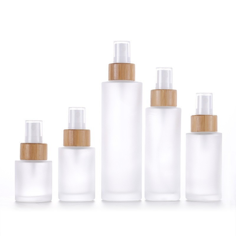 Bamboo Spray Bottle Factory - 20ml-120ml Empty Frosted Glass Spray Pump Bottle Bamboo Lid