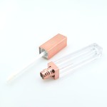 唇彩管供应商-5ml塑料空方形唇膏管玫瑰金刷管