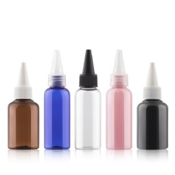 迷你挤压瓶生产商-50ml PET塑料扭盖护发油涂抹器
