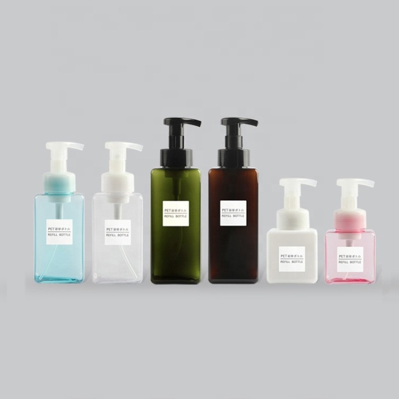 Foam Pump Bottle Manufacturer - 250ml Clear White Black Pink Blue Green Amber PETG Square Bottle