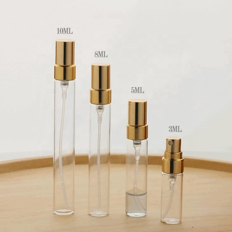 Pocket Perfume Bottle Factory - 2ml-10ml Mini Travel Pocket Sized Glass Spray with Gold Pump