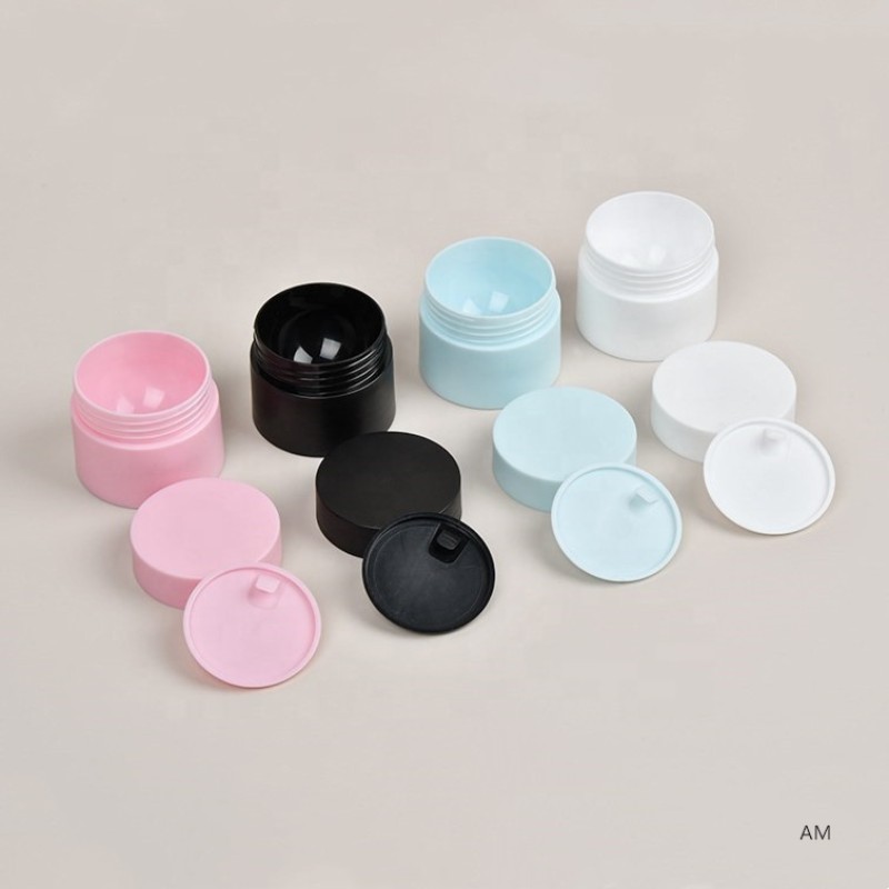 Cream Container Supplier - 5ml-120ml White Black Blue Pink Plastic Round Cream Jar with Lid