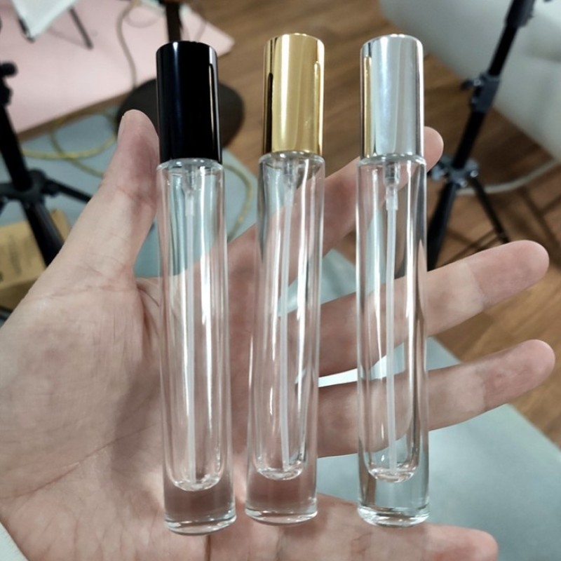 Perfume Spray Bottle Factory - 10ml Thick Glass Perfume Bottle with Black Silver Gold Pump
