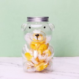 熊形瓶工厂-食品级PET塑料熊形婴儿食品糖圣诞罐