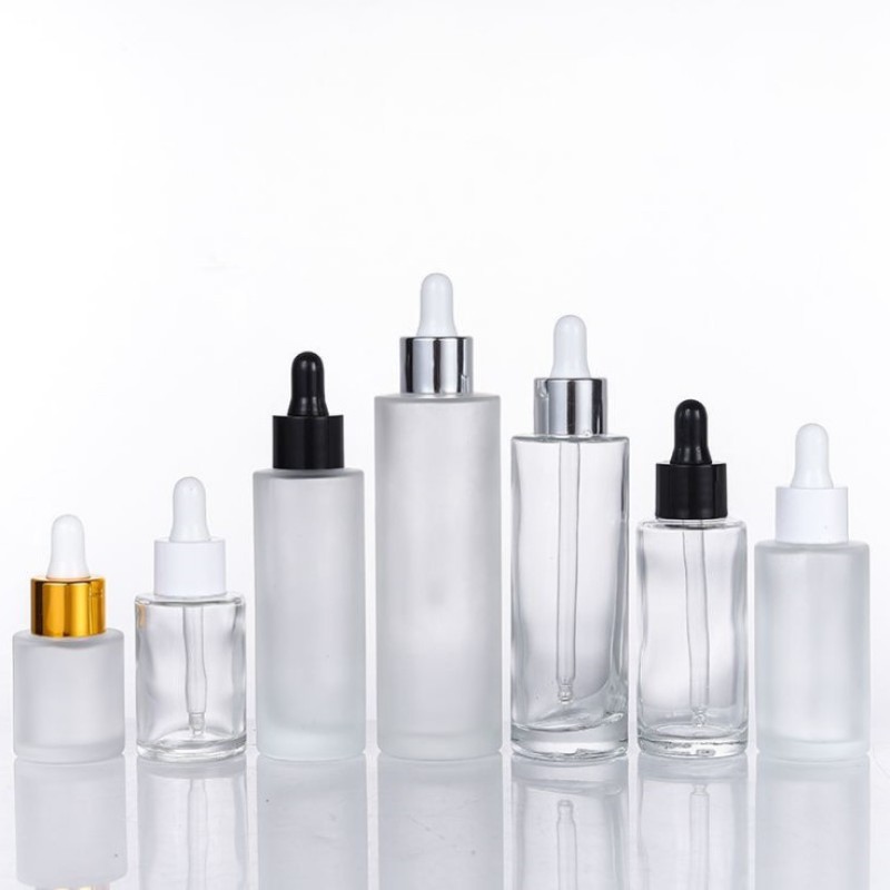Glass Dropper Bottle Manufacturer - 20ml-100ml Clear Color Round Cylinder Serum Essential Oil