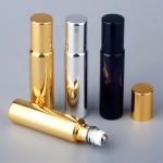 豪华滚珠瓶工厂-10ml金色银色黑色UV印刷玻璃精油瓶
