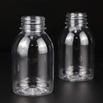 冷泡瓶生产商-250ml定制透明圆形PET塑料冷压果汁瓶