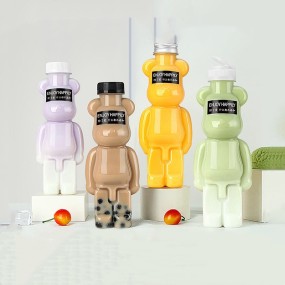 熊形果汁瓶供应商-350ml-500ml工厂批发一次性空塑料瓶