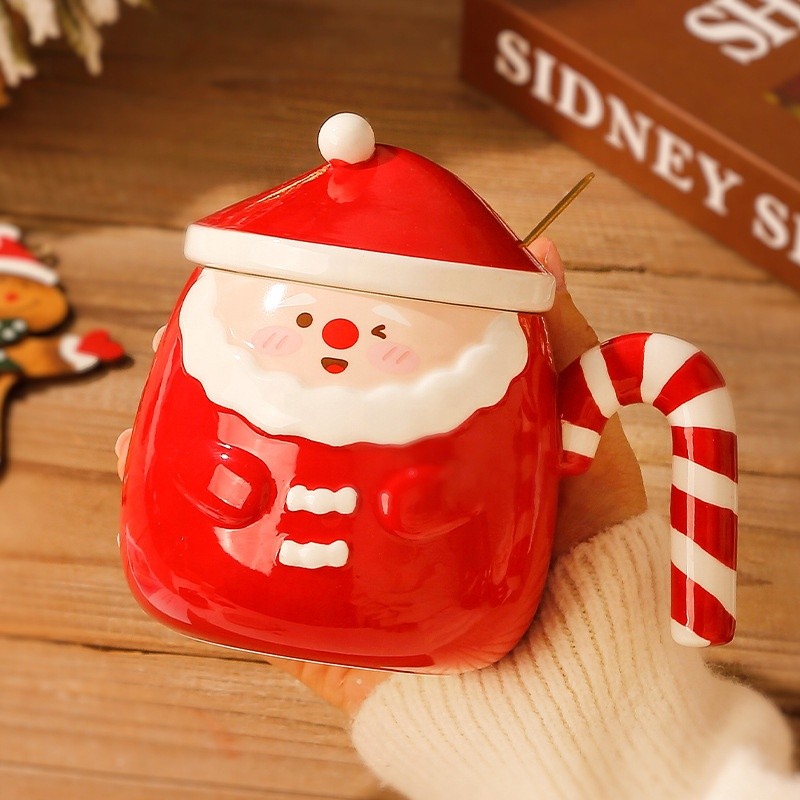 Ceramic Christmas Mug Supplier - Christmas Ceramic Mug With Lid Spoon Business Gifts Cup