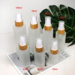 竹制包装供应商-20ml-60ml空玻璃化妆品瓶套装20g-50g面霜罐