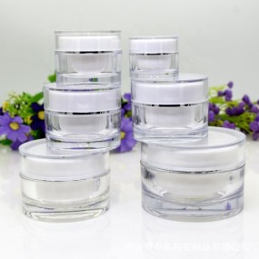 Acrylic Cream Jar Supplier - 5g-50g Plastic Cosmetic Jar Packaging Round Container with Lid