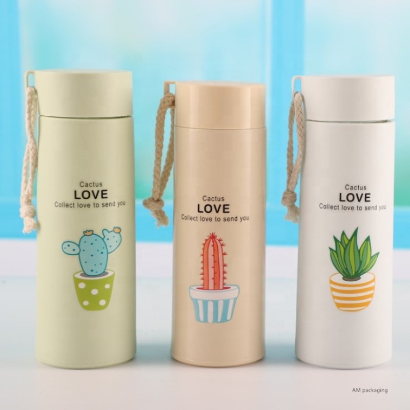Advertisement Water Bottle Supplier - 400ml Customized Logo Glass Plastic Drinking Bottle with Lid