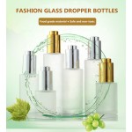 按压泵滴管瓶供应商-20ml-100ml透明磨砂玻璃化妆品精华带滴管