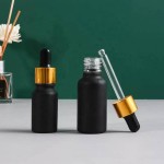 护肤品滴管瓶供应商-5ml-100ml磨砂黑色圆肩玻璃面部精华