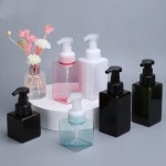 泡沫泵瓶生产商-250ml透明白色黑色粉色蓝色绿色琥珀色PETG方形瓶