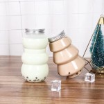 圣诞树瓶工厂-500ml 16oz PET塑料零食食品存储容器果汁罐