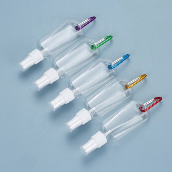 钥匙扣喷雾瓶供应商-50ml 2oz塑料洗手液凝胶分配器带金属钥匙扣