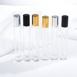 Glass Roll on Bottle Manufacturer - 10ml Transparent Refillable Thin Long Tube Steel Roller